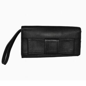 Kate Spade Pebbled Leather Wristlet Clutch Wallet | Polka Dot Lining Black | Y2K